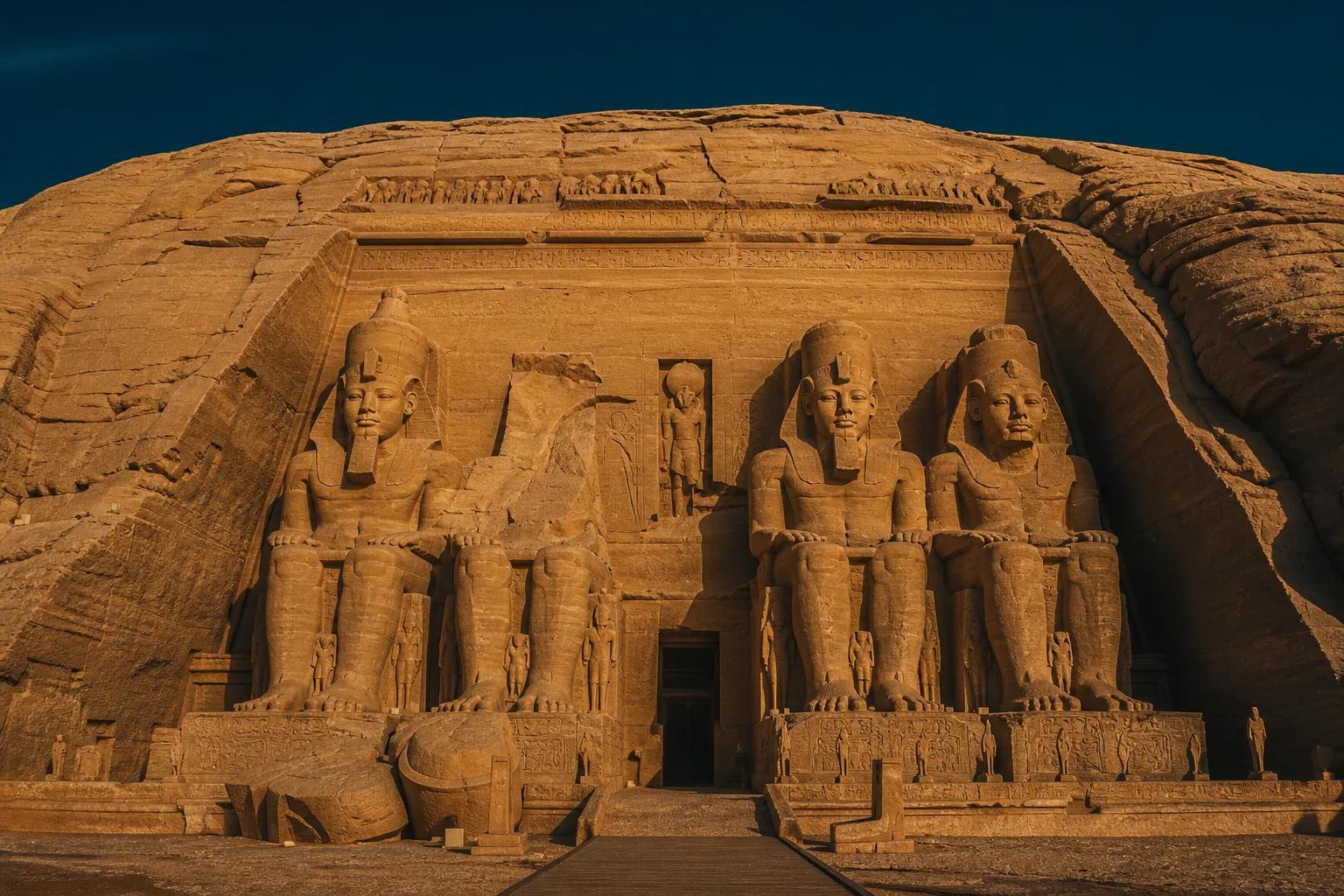 Abu Simbel temple facade – Cruise + Abu Simbel combination tour