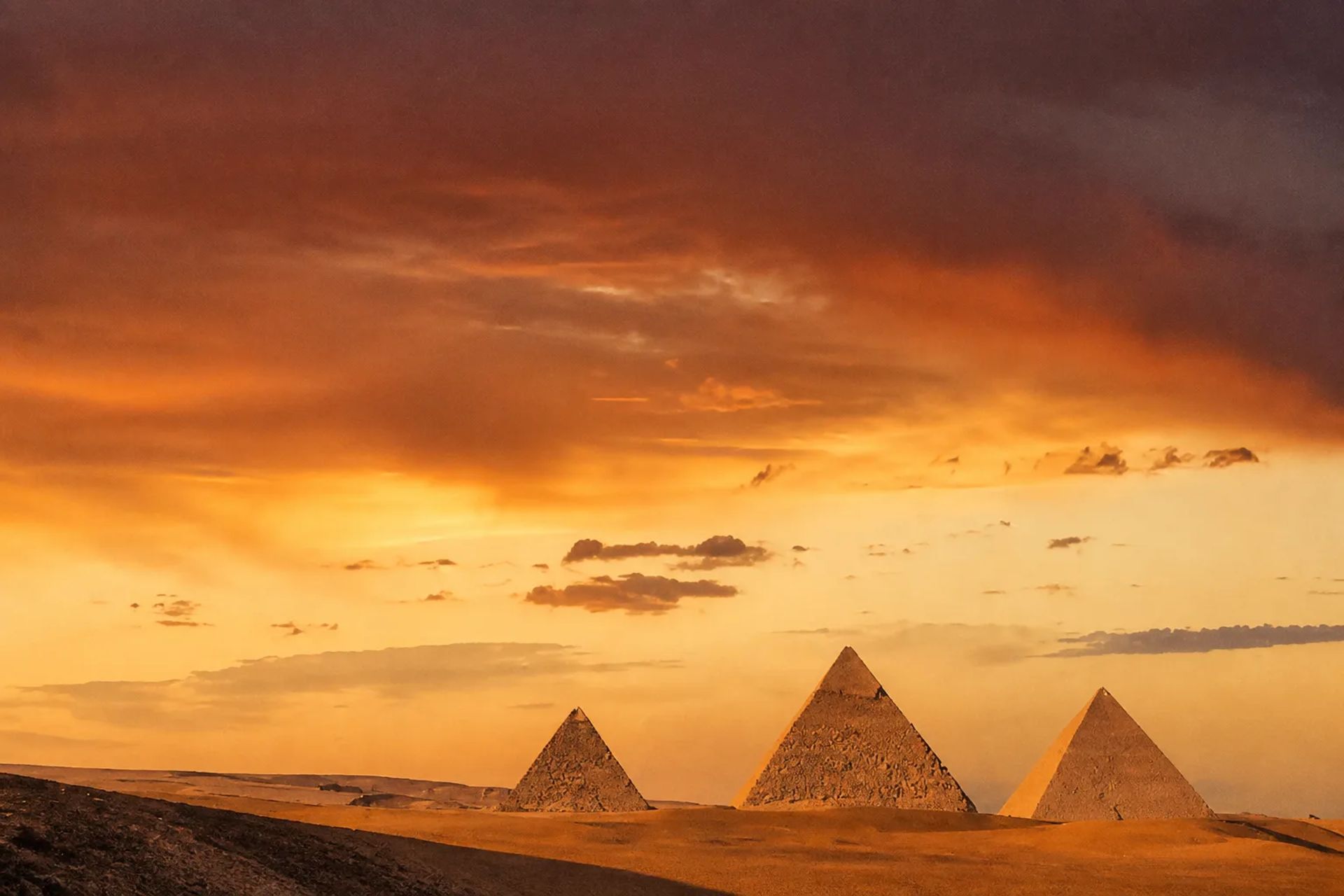 The Great Pyramid of Khufu on the Giza plateau in low morning light
