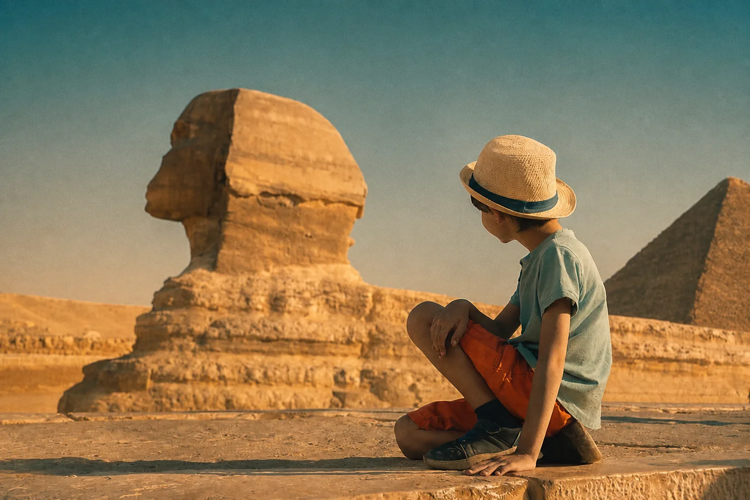 Young travelers on a Pyramids and Saqqara private tour
